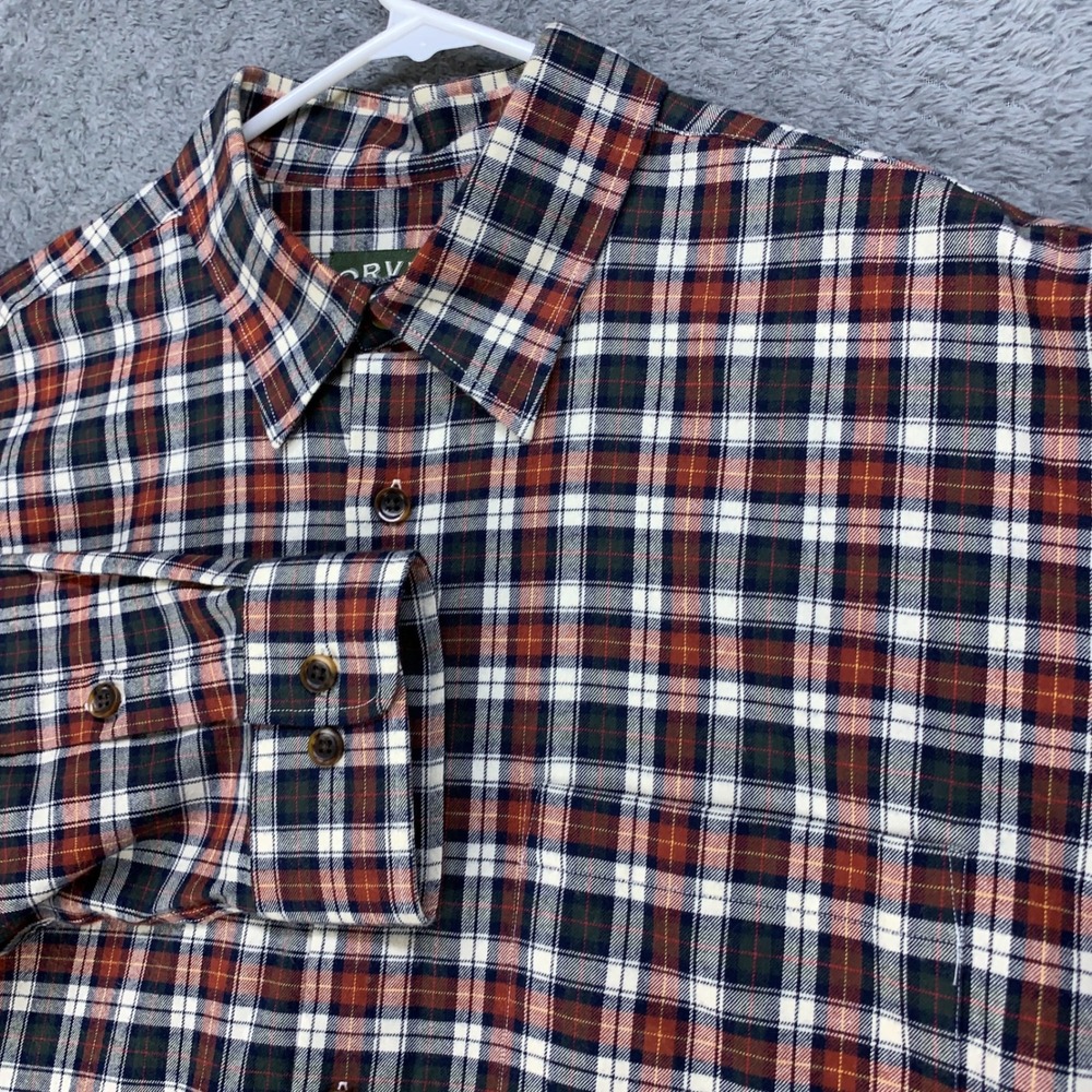 Orvis Cotton Merino‎ Wool Shirt Men's XL Multicolor Plaid Button Down Outdoors
